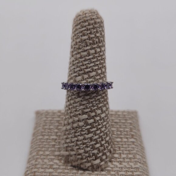 Size 7 Sterling Silver Purple Cubic Zirconia Gems Ring A2117 - Picture 1 of 8